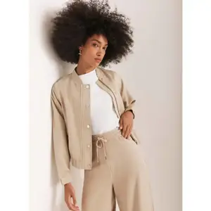 Mint Velvet Neutral Washed Bomber Jacket